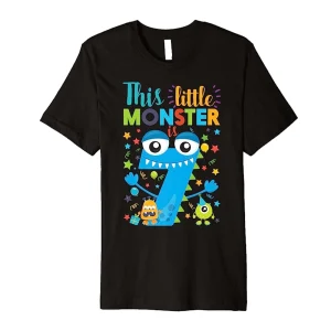 This Little Monster Is 7 Year Old Birthday & Halloween Shirt