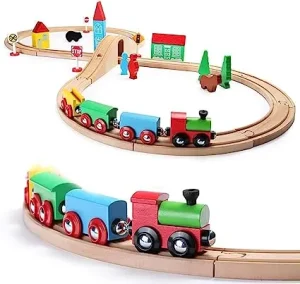 Wooden Train Set Toy