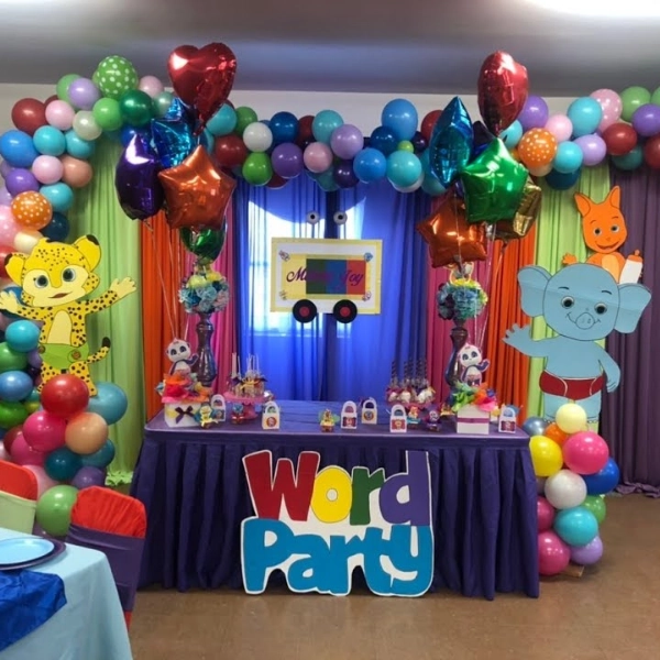 Decorate party venue with Word Party themed