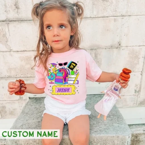Custom Name Back to School Shirt for Toddlers-2