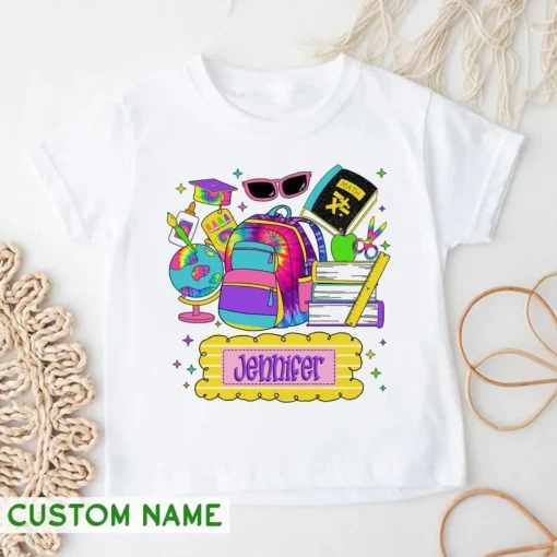Custom Name Back to School Shirt for Toddlers-4