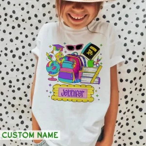 Custom Name Back to School Shirt for Toddlers-5