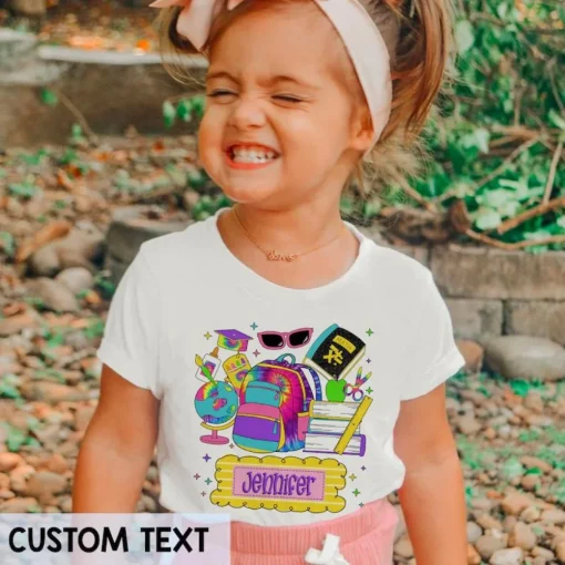 Custom Name Back to School Shirt for Toddlers-7