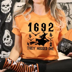 1692 They Missed One T-Shirt, Salem Witch Shirt, Salem Massachusetts Shirt, Witchy Woman Shirt,Salem Witch Trials TShirt, Spooky Season