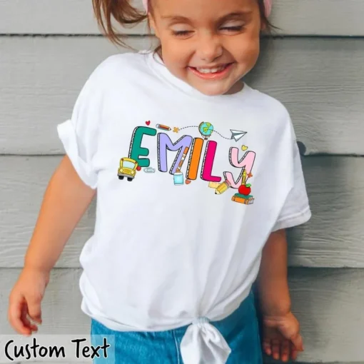 Toddler's Name Custom Back to School Shirt-4