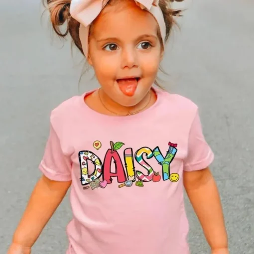 Toddler's Name on Back to School Shirt