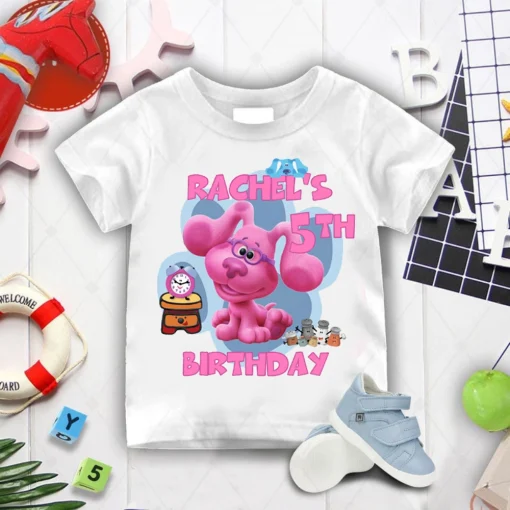 Blue Clues Girl Birthday T-shirts, Blue Clues Birthday Magenta Family matching T-shirts, Magenta Birthday Present Gift