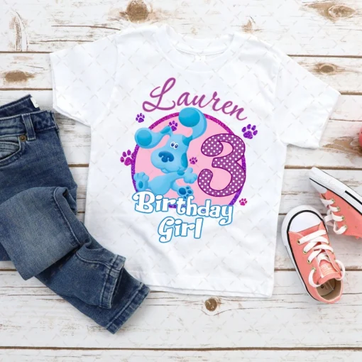 Blues clues dog Birthday Shirt, Magenta Family Shirts, Blues Clues Shirt, Blues Clues Party Shirt, Blues Clues Matching Outfit, Birthday Girl 3