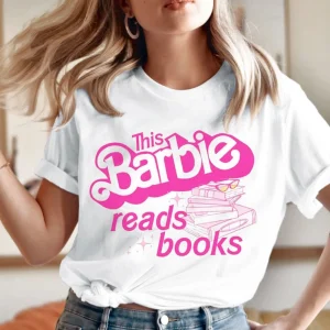 Book Lover Shirt, Bookish Barb Tee Pink Doll Reading Shirt, Movie Book Cute Shirt, Teacher First Day Of School Gift For Her, Comfort Colors
