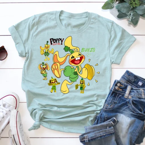 Bunzo Bunny Poppy Playtime shirt, CatBee, Candy Cat,Mommy, Poppy, Huggy Wuggy, Kissy Missy and PJ, huggy wuggy shirt,Bunzo Bunny lover tee 3