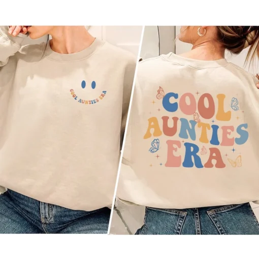 Cool Aunties Era Sweatshirt, Cool Aunts Club, Groovy Auntie Shirt, Retro Aunt Shirt, Auntie Shirt for Pregnancy Announcement 4