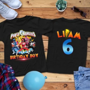 Custom Power Ranger 2 Sided Shirts, Pawer Ranger Family Party Shirt, Power Ranger Birthday Shirt, Power Ranger Shirt,Birthday Boy - Girl Shirt