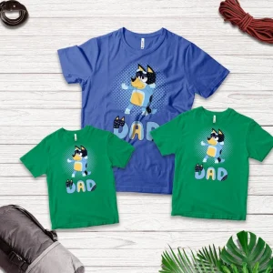Cute Bluey Family Shirts, Bluey Mum Apparel, Personalized Bluey Clothing, Family Fun Shirts, Cartoon Character Tee 5