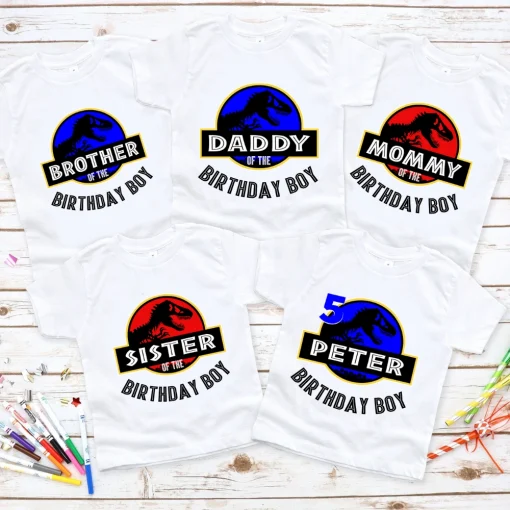 Dinosaur Birthday Party Matching Shirts, Dino Birthday shirt, Dinosaur Blue Jurassic Park Custom Birthday Boy Shirt, Jurassic Park Birthday