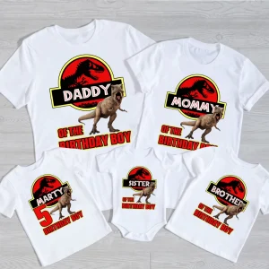 Dinosaur Birthday Shirt, T-Rex Shirt Custom Birthday T-shirt, Jurassic Park Birthday Boy Birthday Girl shirts for All Family Members