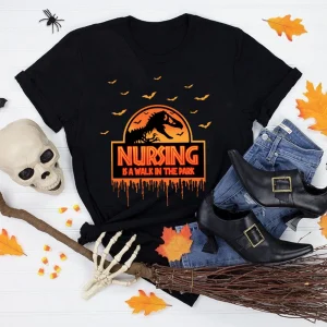 Halloween Jurassic Park shirts, Dinosaur T rex Scary T-Shirt, Spooky Shirt, Teach Is The Walk In The Park,Nursing, Cute Halloween shirt