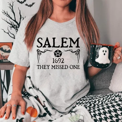 Halloween Salem Witch T-Shirt - 1692 They Missed One Comfort Colors Shirt - Bella Canvas Tee 4