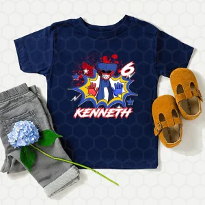 Huggy Wuggy Birthday Boy Shirt, Poppy Playtime Gamer Kids Shirt, Huggy and Kissy Personalized Family Tee 2