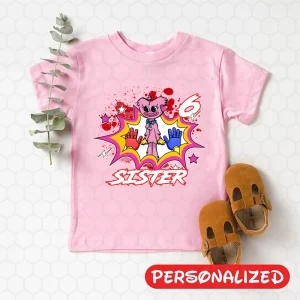 Huggy Wuggy Birthday Boy Shirt, Poppy Playtime Gamer Kids Shirt, Huggy and Kissy Personalized Family Tee