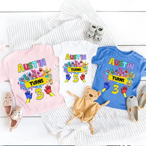 Huggy Wuggy Custom Name Birthday Shirt, Poppy Play Time Gamer Shirt, Family Matching Shirts, Kissy Missy Shirt, Mommy Long Legs Tee 2