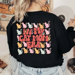 In My Cat Mom Era Sweatshirt, Retro Cat Mom Shirt, Cat Mama Shirt, Cat Lover Gift, Fur Mama Tee, Oversized Graphic Tee, Swifty Cat Milf 3