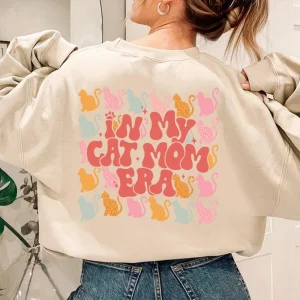 In My Cat Mom Era Sweatshirt, Retro Cat Mom Shirt, Cat Mama Shirt, Cat Lover Gift, Fur Mama Tee, Oversized Graphic Tee, Swifty Cat Milf 4