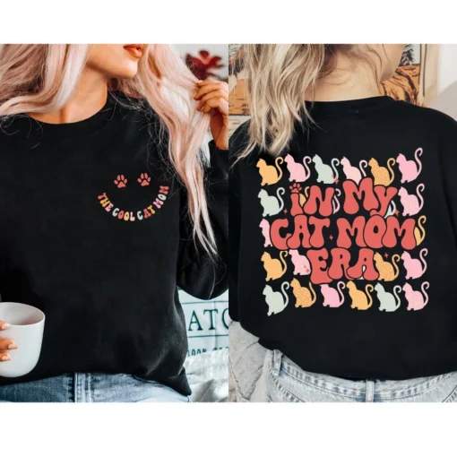 In My Cat Mom Era Sweatshirt, Retro Cat Mom Shirt, Cat Mama Shirt, Cat Lover Gift, Fur Mama Tee, Oversized Graphic Tee, Swifty Cat Milf