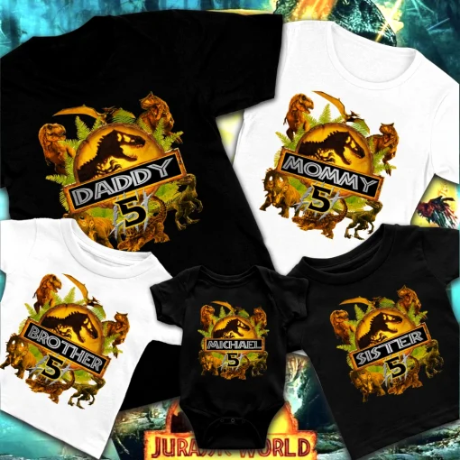 Jurassic Dominion Park Birthday Shirt, Personalized Jurassic Park Family Shirt, Custom Jurassic Dominion Movie Shirt 5