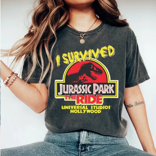 Jurassic Park I Survived The Ride Merch Movie Universal Studios 1996 T-Shirt, Jurassic World Dominion, Jurassic Park 3 Movie 2022