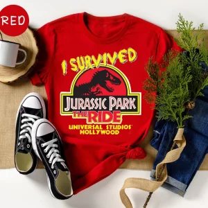 Jurassic Park I Survived The Ride Merch Movie Universal Studios 1996 T-Shirt, Jurassic World Dominion, Jurassic Park 3 Movie 2022 s2