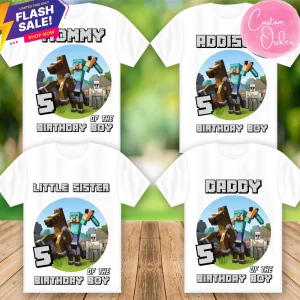 MineCraft Matching Shirt, Minecraft Birthday Kids Tee, Personalized Name And Age Gift