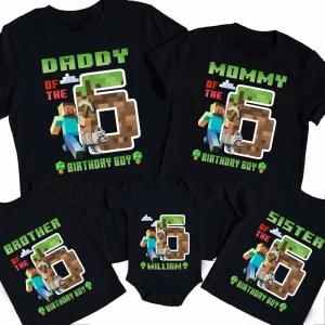 Minecra Birthday Shirt, Personalized Minecrafter Shirt, Mine Family Matching Shirt, Miner Game shirt 2