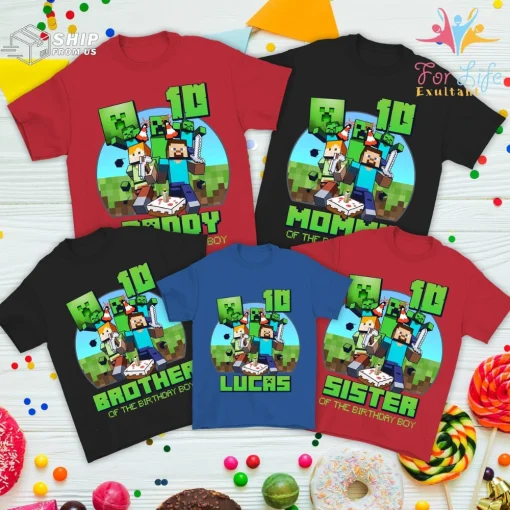 Minecraf Birthday Boy Shirt, Custom Minecrafter Birthday Shirt, Birthday Gamer Shirt 2