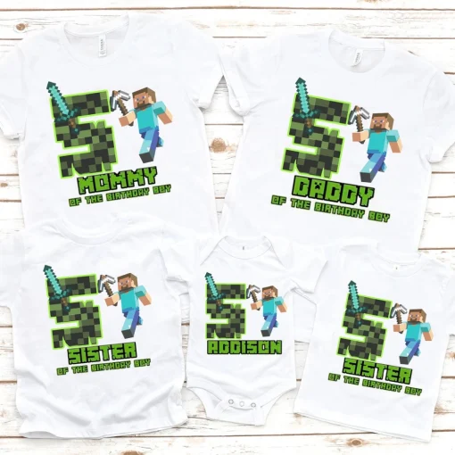 Minecraf Birthday Boy Shirt, Custom Minecrafter Birthday Shirt, Family Matching Birthday Shirt, Birthday Gamer Shirt 2