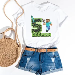 Minecraf Birthday Boy Shirt, Custom Minecrafter Birthday Shirt, Family Matching Birthday Shirt, Birthday Gamer Shirt