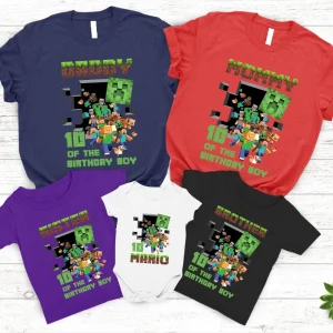 Minecraft Birthday Shirt, Personalized Minecraft Shirt, Family Matching Shirt, Minecraft Shirt, Birthday Minecraft Shirt