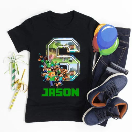 Minecraft Birthday Shirt, Personalized Minecrafter Shirt, Mine Family Matching Shirt, Miner Game shirt