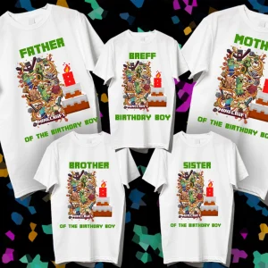 Minecraft Family Birthday T-Shirt, Personalize Minecraft Shirt, Minecraft Birthday Gift Tee, Birthday Boy
