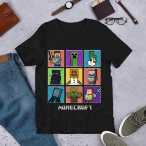 Minecraft Group Shot Colored Box Up Shirt, Minecraft Inspired Shirt, Minecraft Shirt