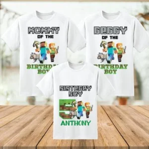 Minecraft Inspired Birthday Family Shirts, Personalized Gifts , Matching Family, Minecraft birthday shirt