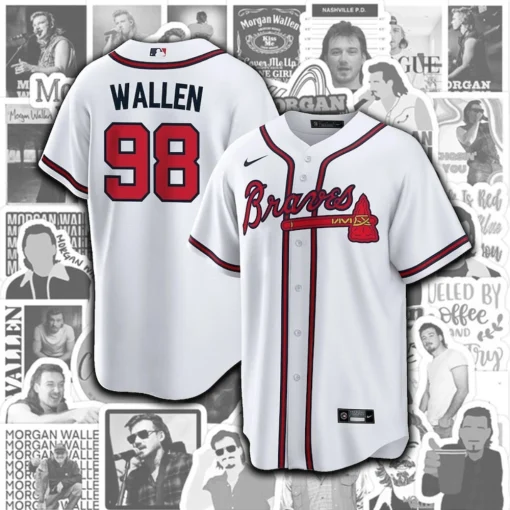 Morgan Wallen '98 Braves Baseball Jersey, 98 Braves Shirts, Wallen Western Jersey, Atlanta Braves Jersey 3