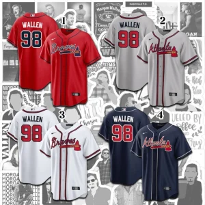 Morgan Wallen '98 Braves Baseball Jersey, 98 Braves Shirts, Wallen Western Jersey, Atlanta Braves Jersey