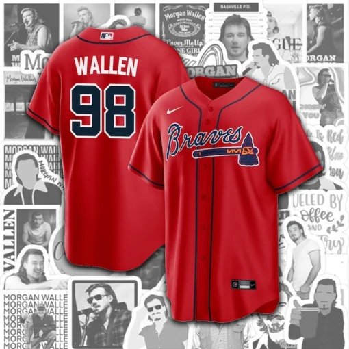 Morgan Wallen '98 Braves Baseball Jersey, 98 Braves Shirts, Wallen Western Jersey, Atlanta Braves Jersey 5