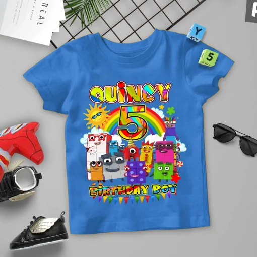 Number-blocks Inspired Birthday Shirt, Number-blocks theme Party, Personalized Birthday Boy shirt, Gift Birthday Shirt, family tees Custom 4