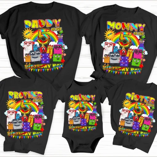 Number-blocks Inspired Birthday Shirt, Number-blocks theme Party, Personalized Birthday Boy shirt, Gift Birthday Shirt, family tees Custom 5