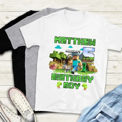 Personalize Minecraft Birthday Boy Shirt, Gamer Shirt, Funny Gaming Family Shirt, Birthday Gift, Minecraft Birthday Shirt, Minecraft Shirt 3