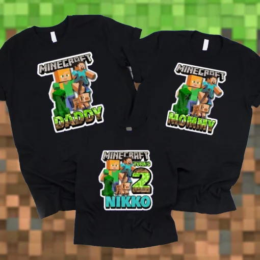 Personalize Minecraft Family Shirt, Personalized Gifts , Matching Family, Minecraft birthday shirt 2