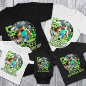 Personalize Minecraft Shirt, Birthday Shirt Custom Name And Age, Personalized Minecraft Gifts , Matching Family