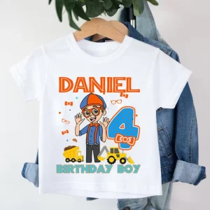 Personalized Blippi Birthday Shirt, Custom Blippi Birthday Boy Shirts, Family Matching Shirts, Birthday Gift For Kids