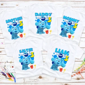 Personalized Blues Clues Birthday Shirt, Blue Dog Family Shirt, Blue Dog Family Matching Birthday Shirt